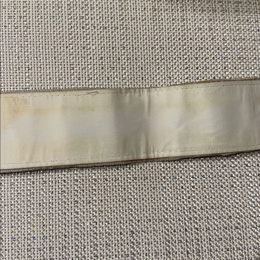 Vintage S Ivory Pink Green Yellow Blue Beaded Pastel Colored Wide Velcro Belt